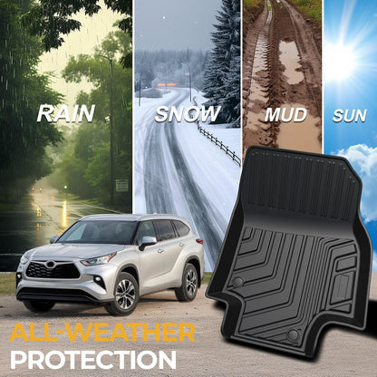 Floor Mats for Toyota Sienna 2021-2026, All Weather Floor Mats Lower Trunk Cargo Liner Accessories, Full Coverage Set (Fit 8-Seat with Spare Tire)