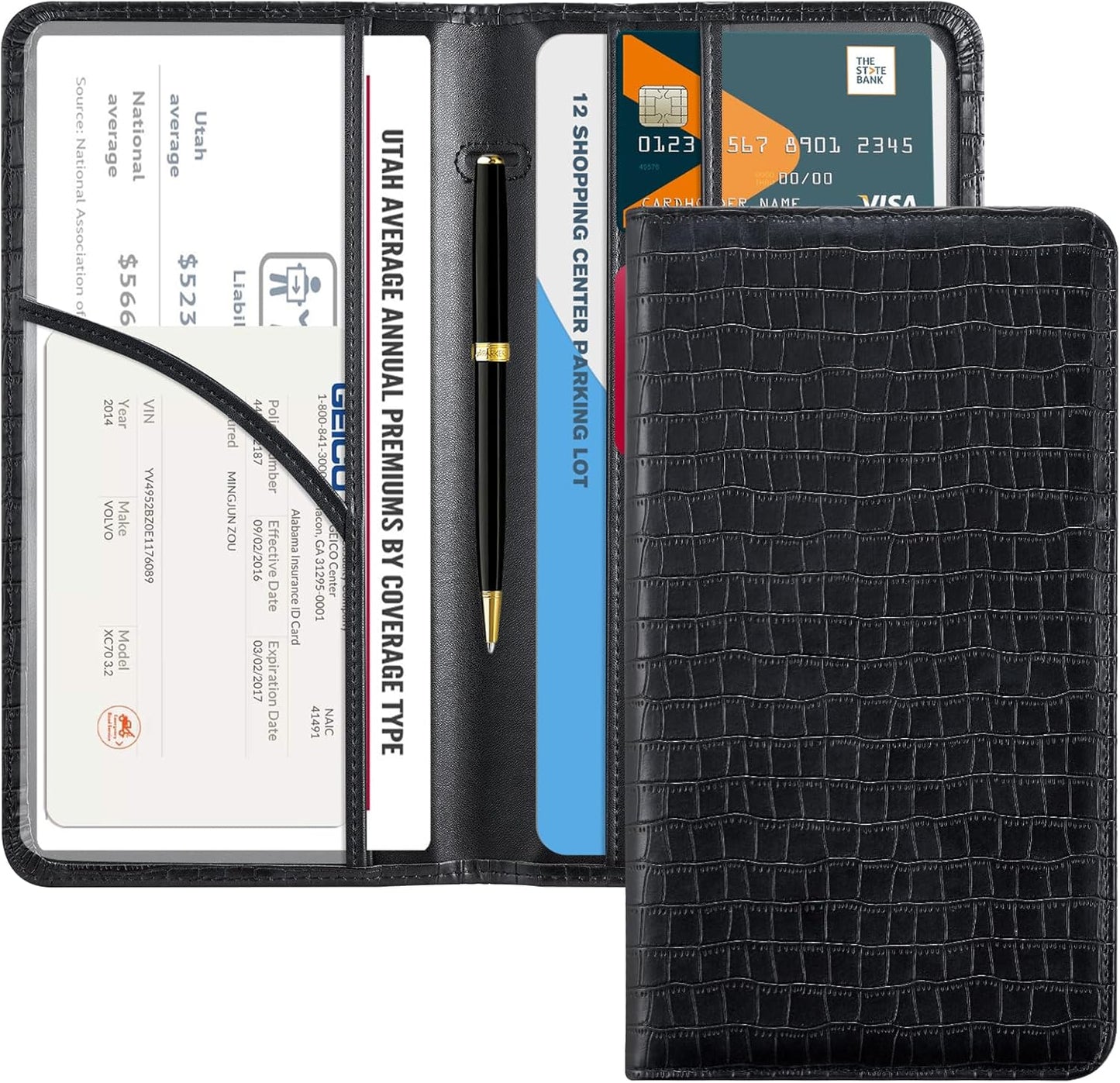 CoBak Car Registration and Insurance Holder - Vehicle Glove Box Car Organizer,Auto Truck Comparment Accessories Case with Magnetic Closure for Driver License,Cards - Colors A