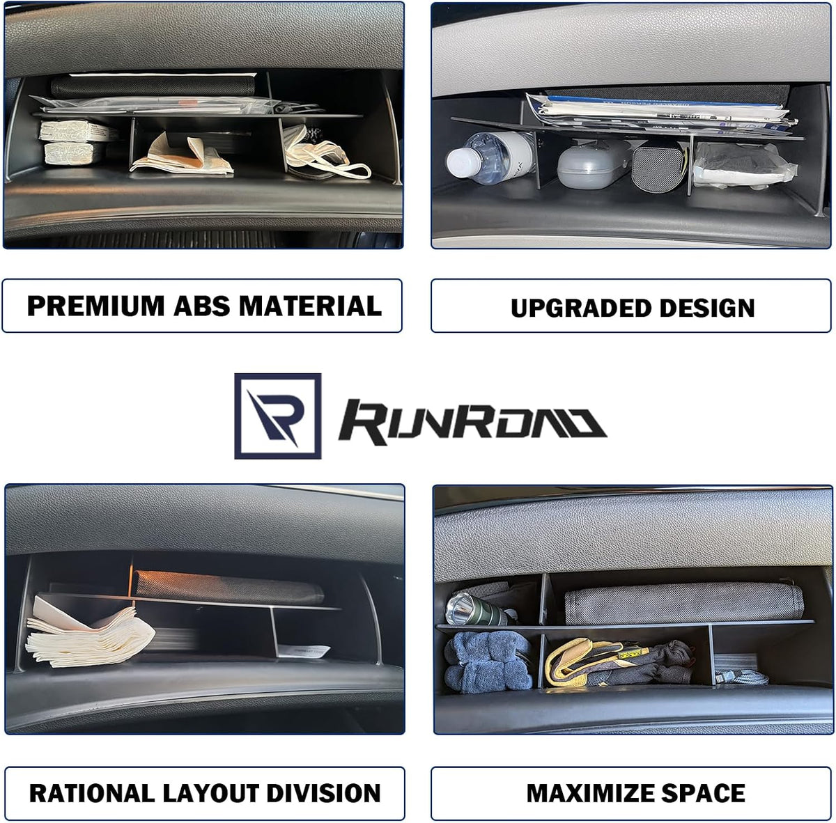 RUNROAD Glove Box Organizer Compatible with Honda Pilot (2016-2022)/ Ridgeline (2017-2023)/ Passport (2019-2023) Accessories, Interior Storage Box Grid Insert Compartment Divider