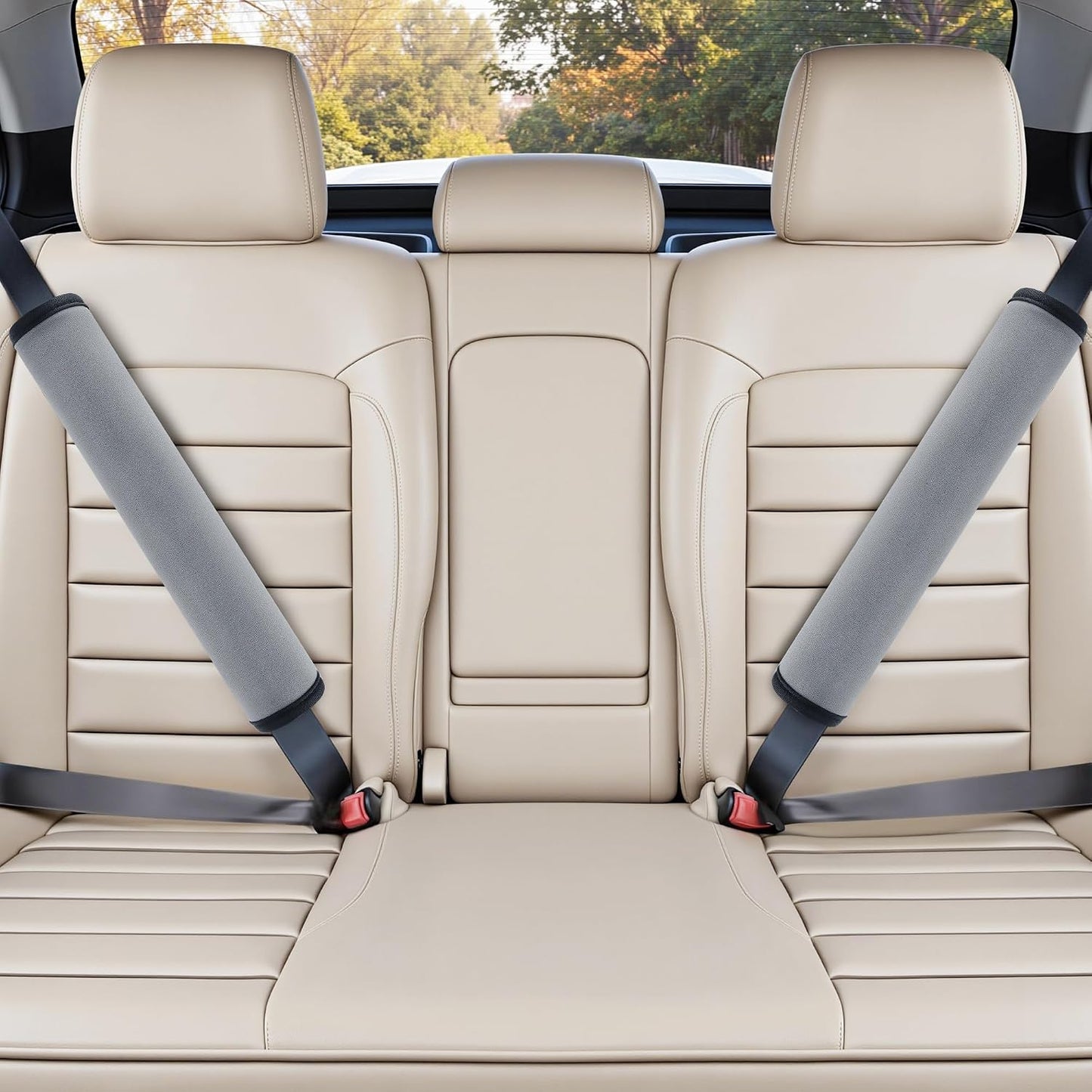 Extra Long Car Seat Belt Cover, 2Pack Waterproof Seatbelt Shoulder Pad for Comfortable Driving, Soft Seatbelt Strap Covers for Adults Kids Women & Men, Machine Washable, Grey