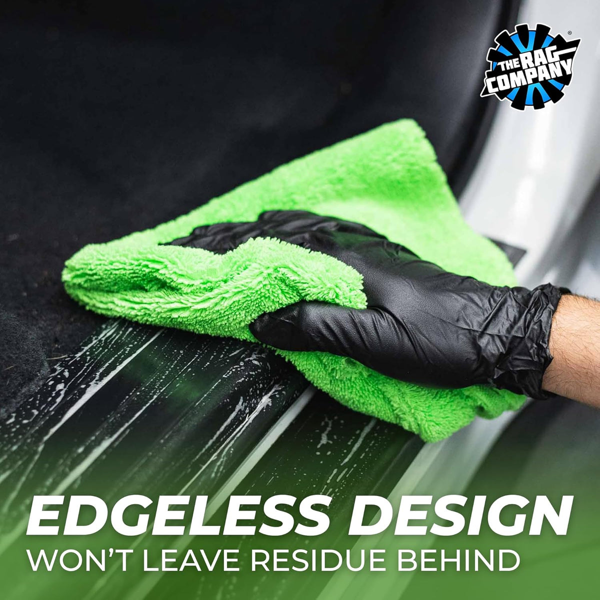 The Rag Company - Creature Edgeless Auto Detailing Towels (10-Pack) Professional 70/30 Blend, Dual-Pile Plush Microfiber, Buffing & Polishing, 420gsm, 16in x 16in, Black