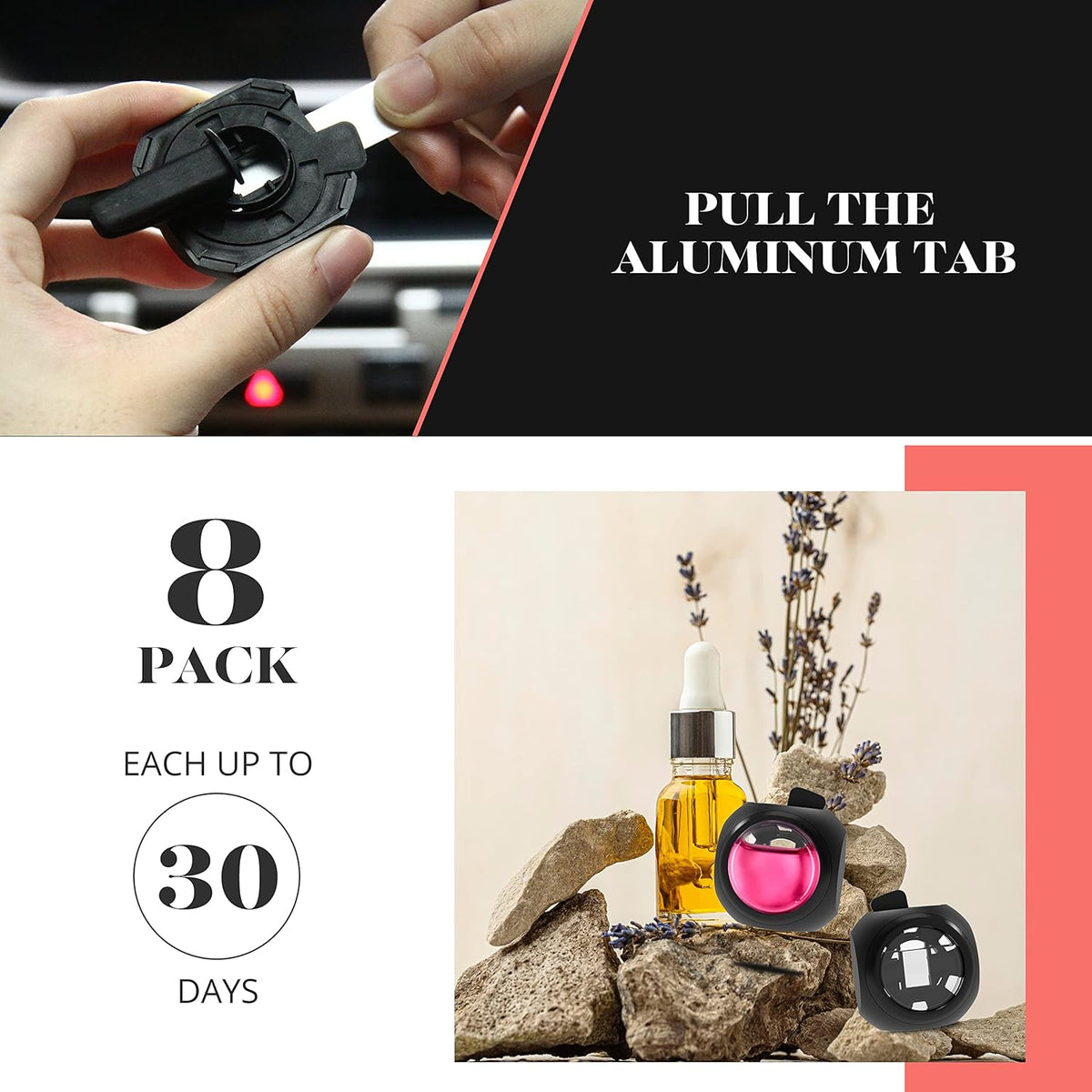 DRIVEJOY Car Air Freshener Vent Clips, 8 PK, 6 Ocean, 2 New Car Scent, Long Lasting Air Fresheners for Men & Women, Up to 240 Days, Odor Eliminator