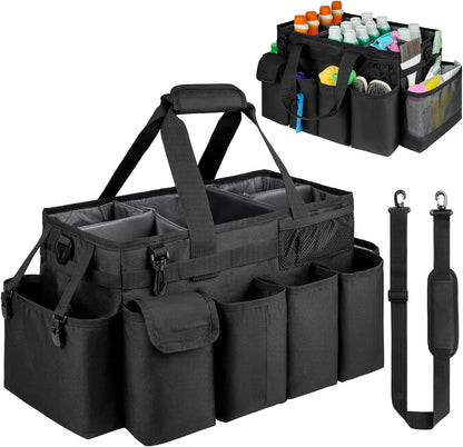 Cleaning Caddy,Cleaning Bag for Housekeepers,Cleaning Supplies Organizer with Handle,Black