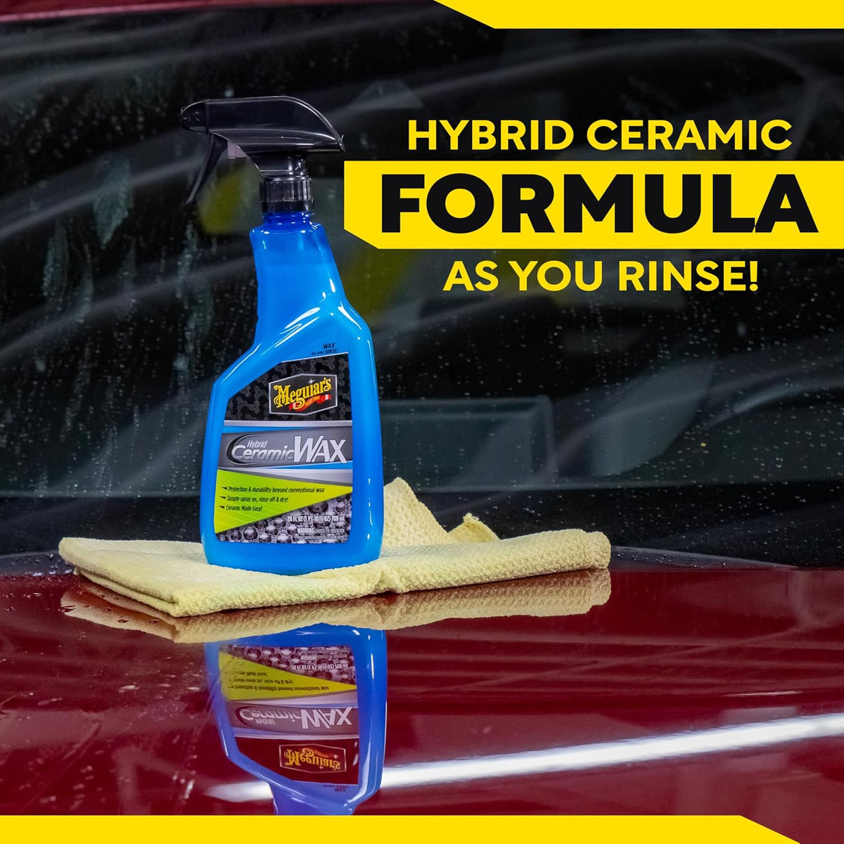 Meguiar's Hybrid Ceramic Wax, Easy-to-Use Spray Wax for Car Detailing with the Superior Protective Power of Advanced SiO2 Hybrid Barrier Technology, 26 Oz Spray Bottle