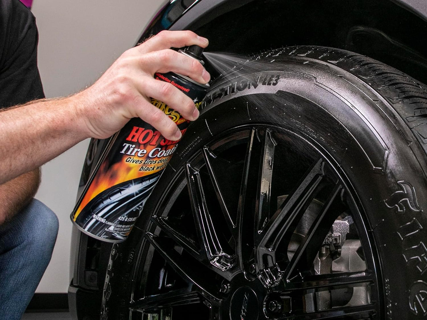 Meguiar's Hot Shine High Gloss Tire Coating - Get Long-Lasting Tire Protection and Glossy Tires with a Wet Look Shine, 3 Pack of 15 Oz Aerosol Cans