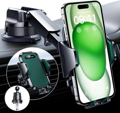 [True Military-Grade] Car Phone Holder VANMASS [Upgraded Strongest Suction&Clip] Cell Phone Mount for Dashboard Windshield Vent Kit, Truck Cradle Stand for iPhone 17 Pro Max 16 15 14 Android,Ink Black