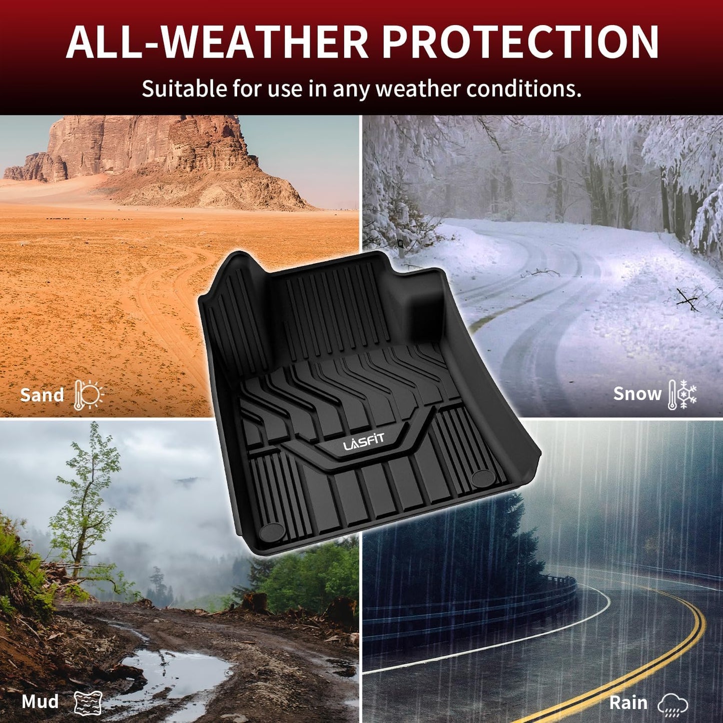 LASFIT Floor Mats Fits for Hyundai Sonata 2020-2026 (Only for FWD & Gas) & Kia K5 2021-2025 (Only for FWD) Custom Fit TPE All Weather Floor Liners Car Mats Accessories, Black