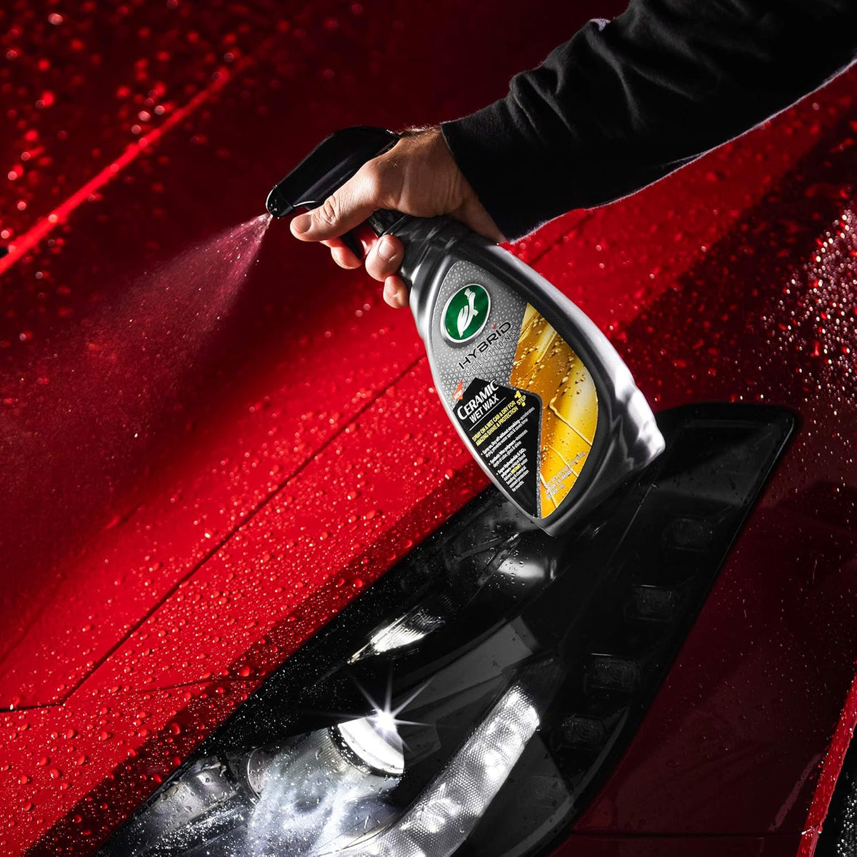 Turtle Wax Hybrid Solutions Ceramic Wet Wax, Spray on Car Wax for 1-Step High Gloss Shine and Ceramic Coating Protection for Paint, Wheels,Glass and More, Extreme Water Beading, 26 oz (Pack of 1)