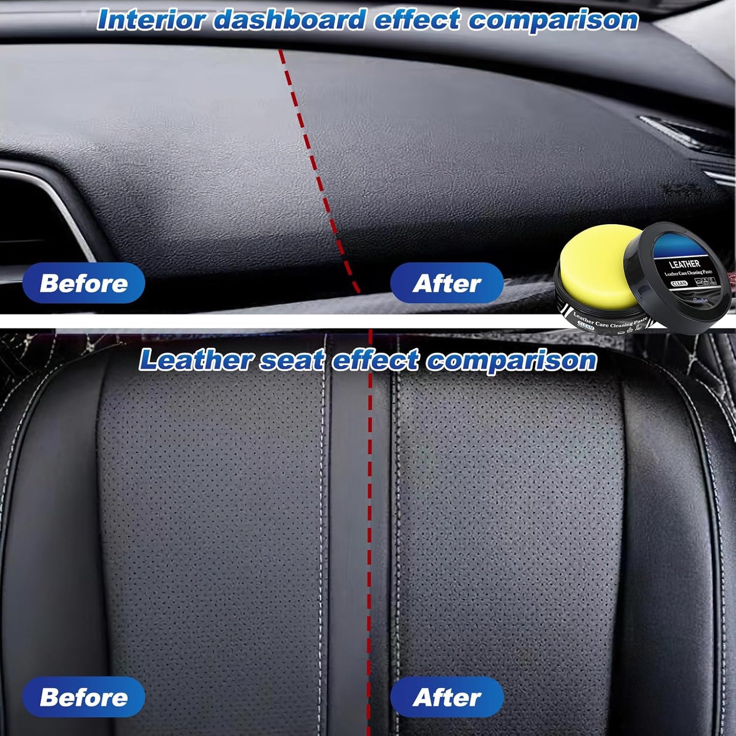 2Pcs Leader Cleaning and Care Cream & Cleaning Paste for Leather Care, Automotive Interior Leather Cleaning Cream, Leather Repair Kit Car Interior, Car Leather Conditioner Oil Paste