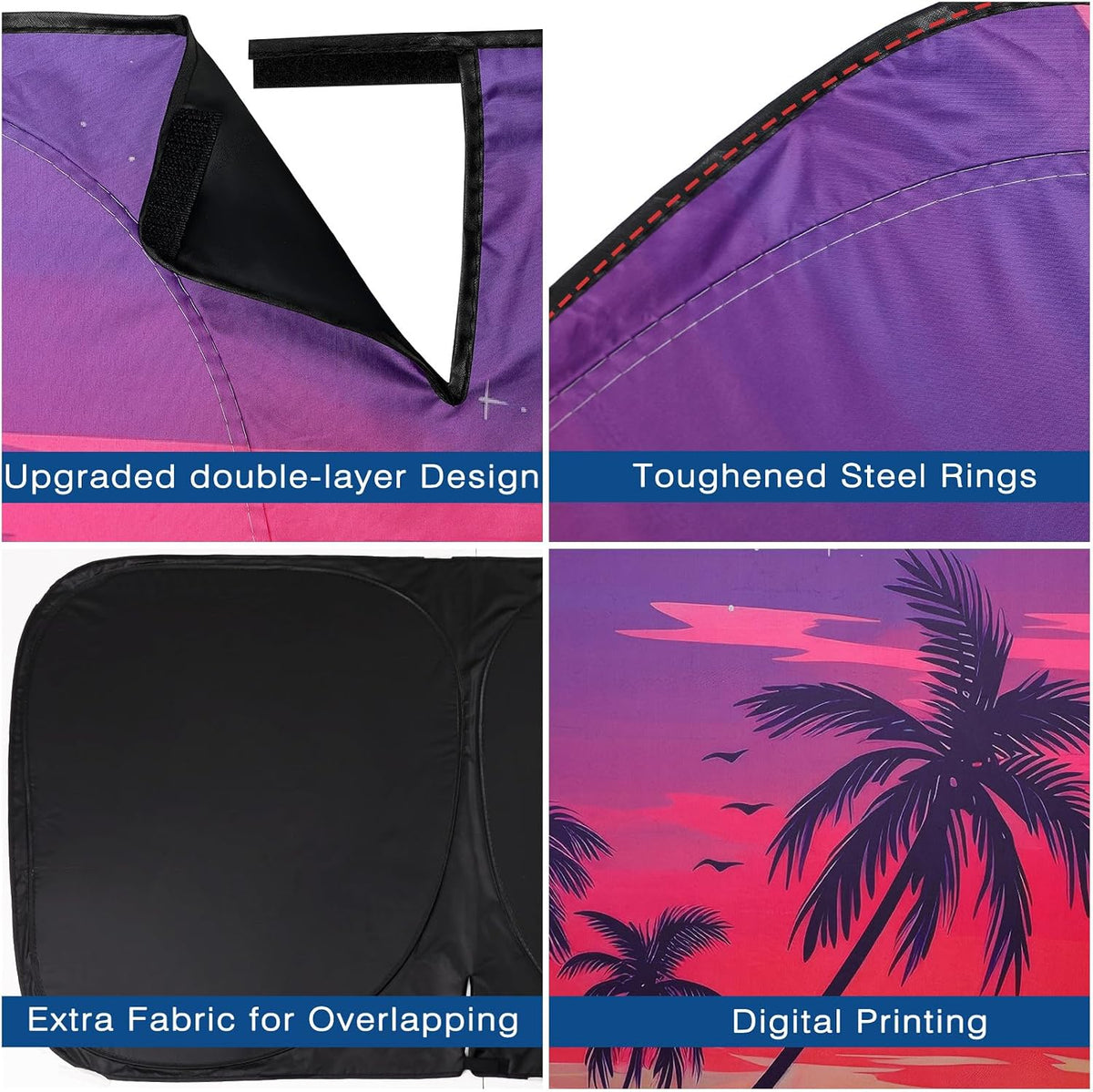 Car Windshield Sun Shade, Foldable Front Window Sunshade Blocks UV Rays, Keep Car Interior Cool, Universal Fit for Hatchback, Truck, SUV, MPV