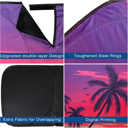 Car Windshield Sun Shade, Foldable Front Window Sunshade Blocks UV Rays, Keep Car Interior Cool, Universal Fit for Hatchback, Truck, SUV, MPV