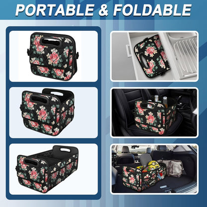 Deosk Car Trunk Organizer for SUV, Car Organizers and Storage with Reinforced Handles, Car Accessories for Women/Men 50LWaterproof Polyester Trunk Organizer, Black