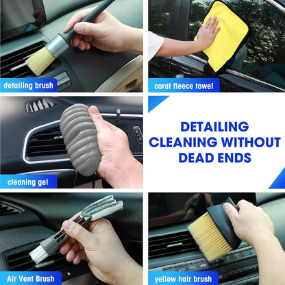 17pcs Car Cleaning Kit, Pink Car Interior Detailing Kit with High Power Handheld Vacuum, Detailing Brush Set, Windshield Cleaner, Cleaning Gel, Complete Auto Accessories for Women Gift