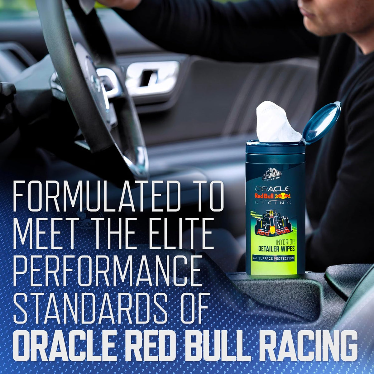 Armor All Podium Series Car Interior Detailer Wipes, Large Car Cleaner Wipes with UVA and UVB Protection, Developed With Oracle Red Bull Racing, 25 Count