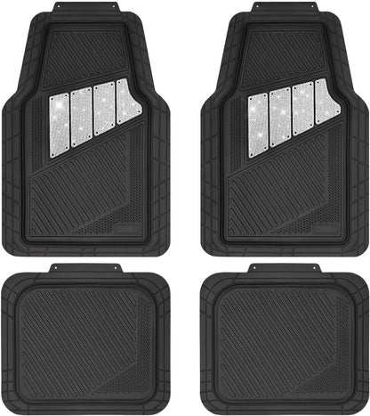 CAR PASS Heavy Duty Rubber Floor Mats 4-Piece,Pink Car Mats Full Sets Anti-Slip,Waterproof Universal Trim-to-Fit for Car SUV Truck, Durable All Weather Automotive Car Mats for Women,Girly(All Pink)