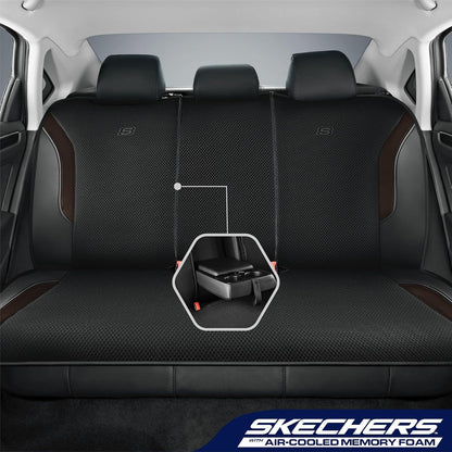 Skechers Memory Foam Seat Covers, Air Cool Mesh Thick Car Seat Covers, Car Seat Covers Front Seats Airbag Compatible, Universal Automotive Comfort for Most Cars, Vans, Trucks, SUV,Black