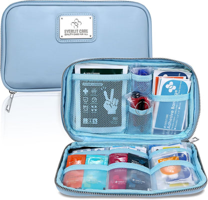 EVERLIT CARE Car First Aid Kit with Emergency Supplies Survival Gear Including Window Breaker Disposable Urine Bag Mountable Survival Kit for Family Travel in Car (Pink)