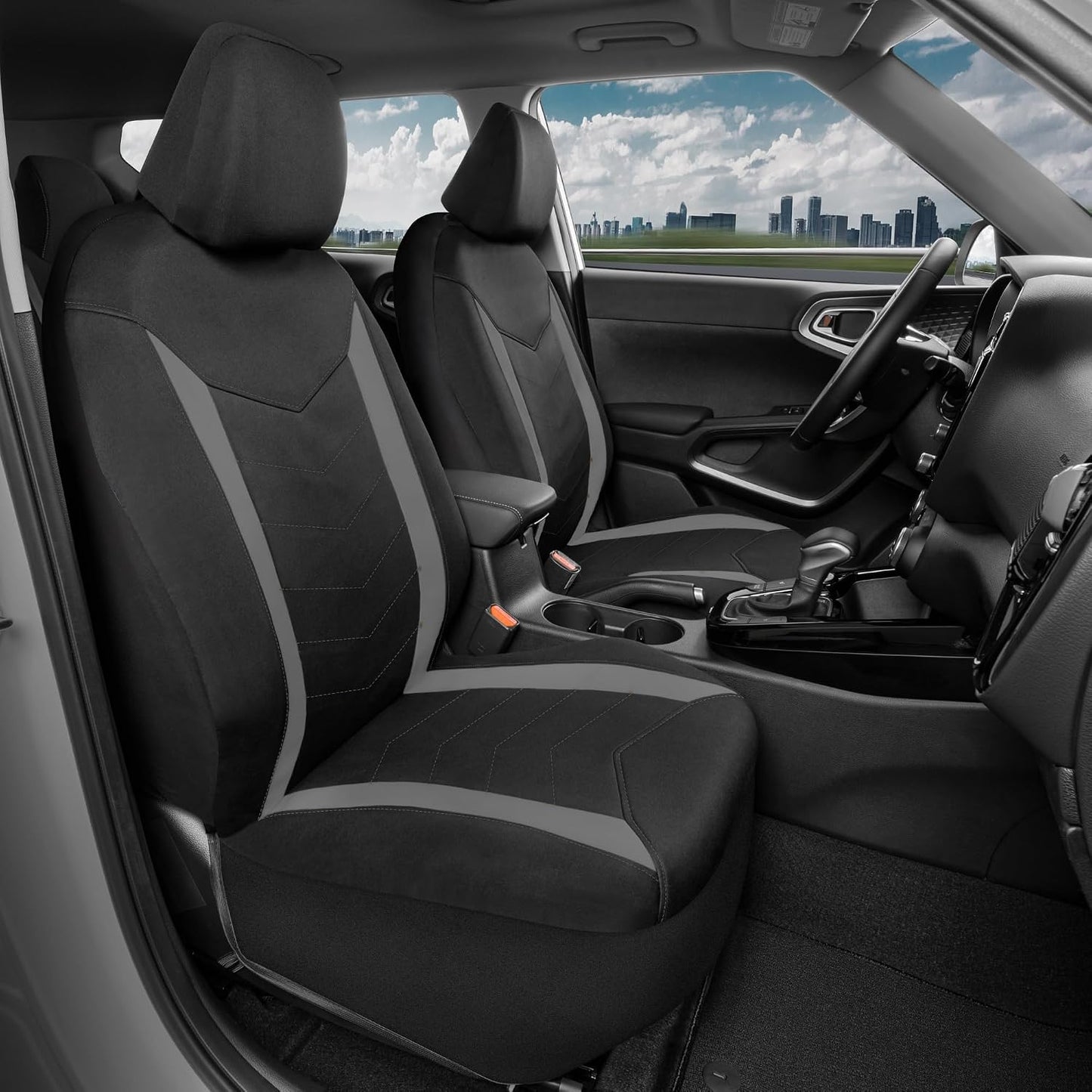 Motor Trend AquaShield Waterproof Front Seat Covers, Black Seat Covers for Cars – Neoprene Front Car Seats Cover, SUV Seat Covers Protector - Car Interior Cover for Auto, Trucks, & Dog Owners