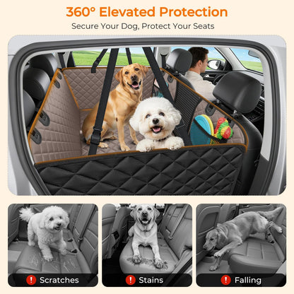 URPOWER 2026 Upgraded Back Seat Extender for Dogs - Large Hard Bottom Dog Car Seat Cover Holds 550lbs, Waterproof Dog Hammock Pet Bed with High-Density Foam Non-Slip Backseat Protector