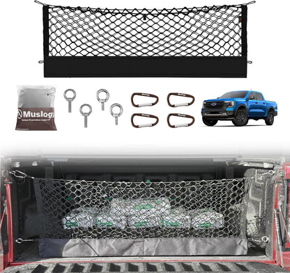 Muslogy Truck Bed Cargo Net Trunk Netting Compatible with 2023-2025 2026 Honda CR-V Accessories, Pickup Cargo Organizer SUV Sedan Storage Net w/Heavy Duty Carabiners - Colors A