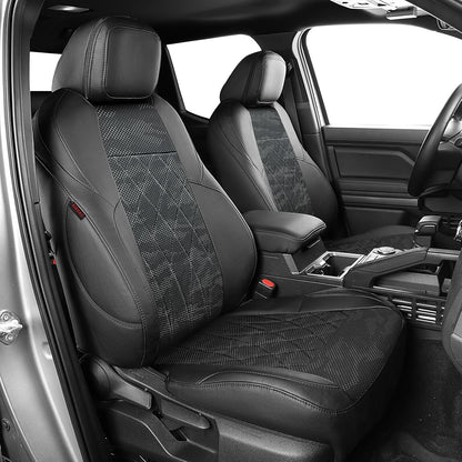 EKR Tacoma Car Seat Covers Custom Fit for Toyota Tacoma (Petrol) 2024 2025 2026 DoubleCab/CrewCab SR/SR5/TRD Sport/TRD Off-Road/Limited -Truck Seat Covers Full Set,Faux Leather(Black)