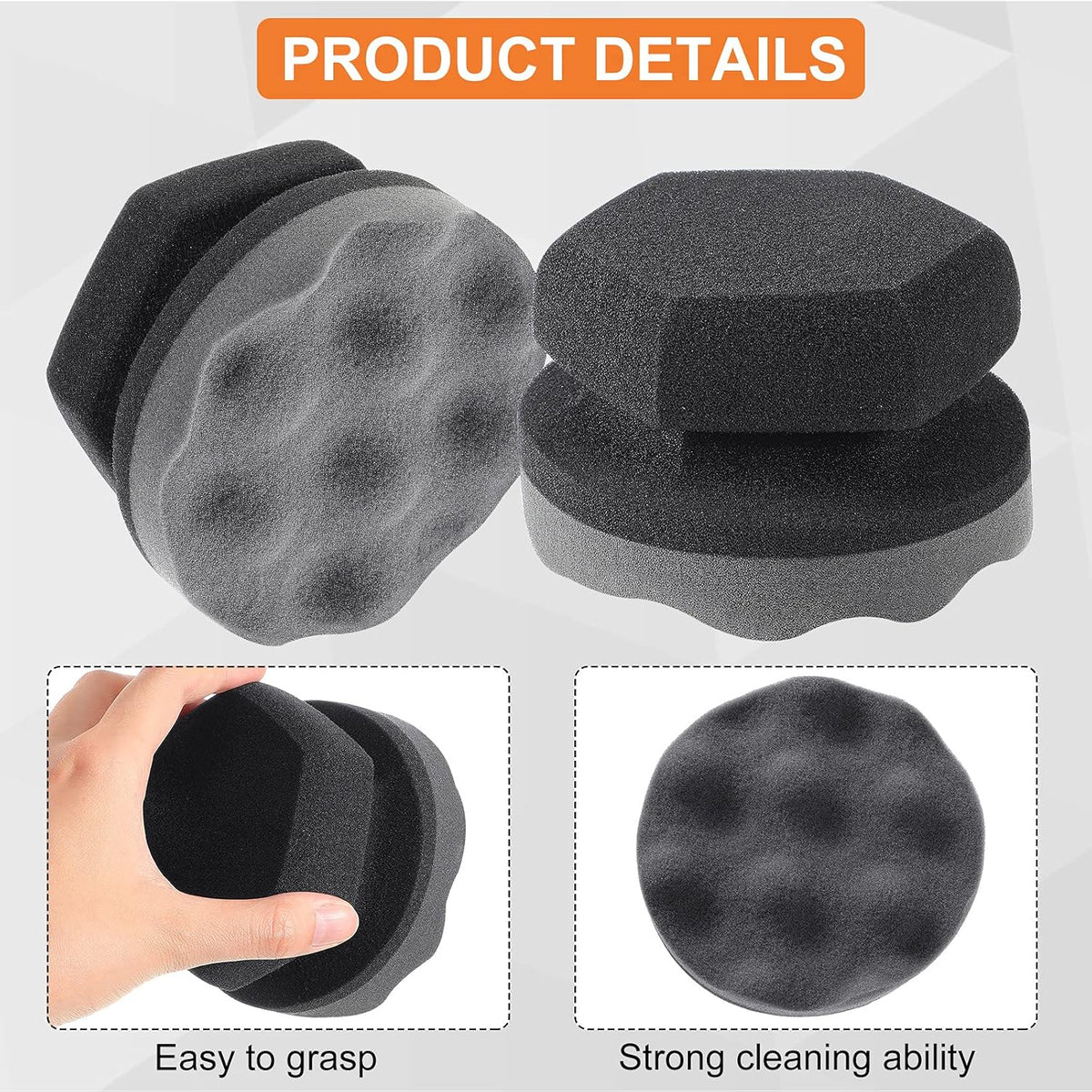 BBTO 6 Pcs Tire Hex Grip Dressing Applicator Washable Shine Applicator Dressing Pad Car Detailing Foam Sponge Reusable Cleaner Sponge for No Slip Tire