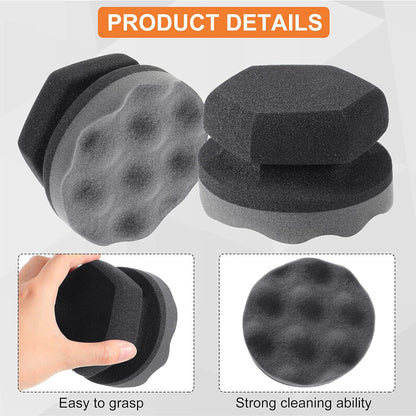 BBTO 6 Pcs Tire Hex Grip Dressing Applicator Washable Shine Applicator Dressing Pad Car Detailing Foam Sponge Reusable Cleaner Sponge for No Slip Tire