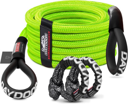 DAYDOOR Recovery Tow Rope Kit with 2 Soft Shackles, 7/16 Inch x 30 ft 31,200 Lbs UHMWPE Tow Strap, Synthetic Towing Rope Recovery Kit for ATV, UTV, SUV, Cars (Gray)