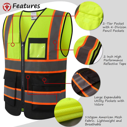 Reflective Safety Vest for Men Women Construction Vest Meet ANSI/ISEA Standard