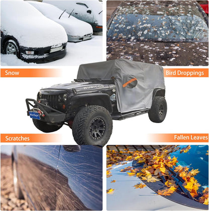 Car Cover Waterproof All Weather for Automobiles, Outdoor Full Exterior Covers for Sedan Black(Suggest Car Length from 194"-208")