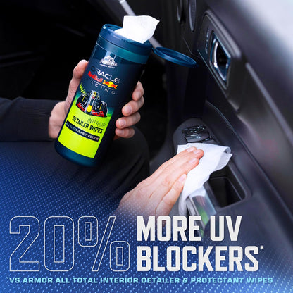 Armor All Podium Series Car Interior Detailer Wipes, Large Car Cleaner Wipes with UVA and UVB Protection, Developed With Oracle Red Bull Racing, 25 Count