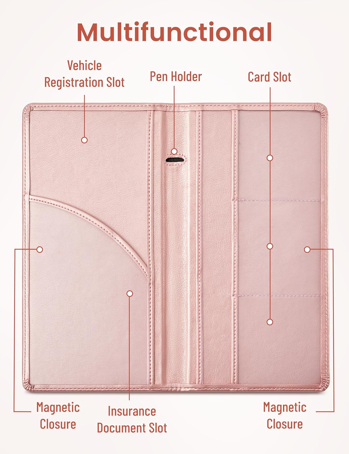 Yarnic Leopard Car Registration and Insurance Holder, Car Document Holder with Magnetic Closure, Car Organizer Vehicle Glove Box Compartment Organizer, Car wallet Case for Teens Men Women