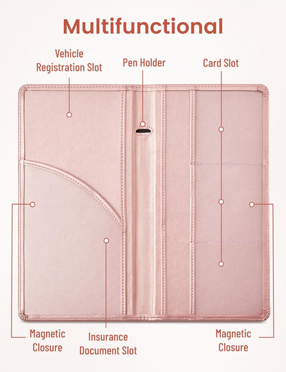 Yarnic Leopard Car Registration and Insurance Holder, Car Document Holder with Magnetic Closure, Car Organizer Vehicle Glove Box Compartment Organizer, Car wallet Case for Teens Men Women