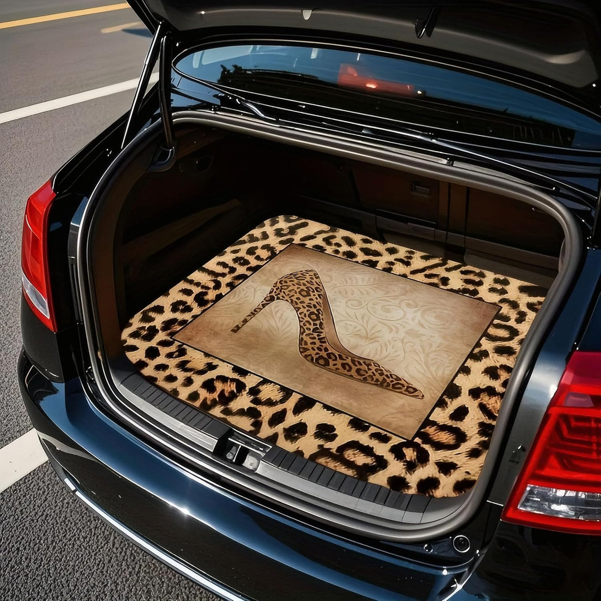 Universal Car Trunk Mat 29" x 39",Purple Colorful Flowers All Weather Trunk Protection Cargo Liner, Durable Cargo Mat Rear Trunk Liner,Stylish Vehicle Interior Accessories Suitable for Most Car Models