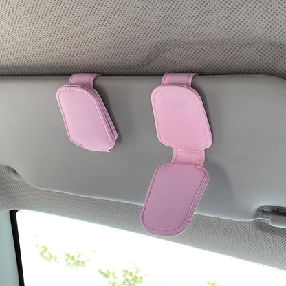 KIWEN Sunglasses Holders for Car Visor, Magnetic Leather Glasses Eyeglass Clip for Car, Ticket Card Clip Sunglasses Mount, Car Visor Accessories Gadgets (1, Black)