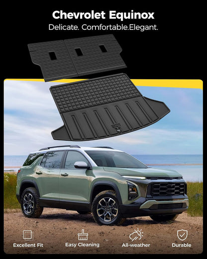 3W Floor Mats & Cargo Liner Fit for 2021 2022 2023 2024 2025 2026 Chevy Tahoe/GMC Yukon/Cadillac Escalade 7 Seat, TPE All Weather Custom Fit Car Accessories Heavy Duty Rubber Full Set Trunk Mats - Colors B