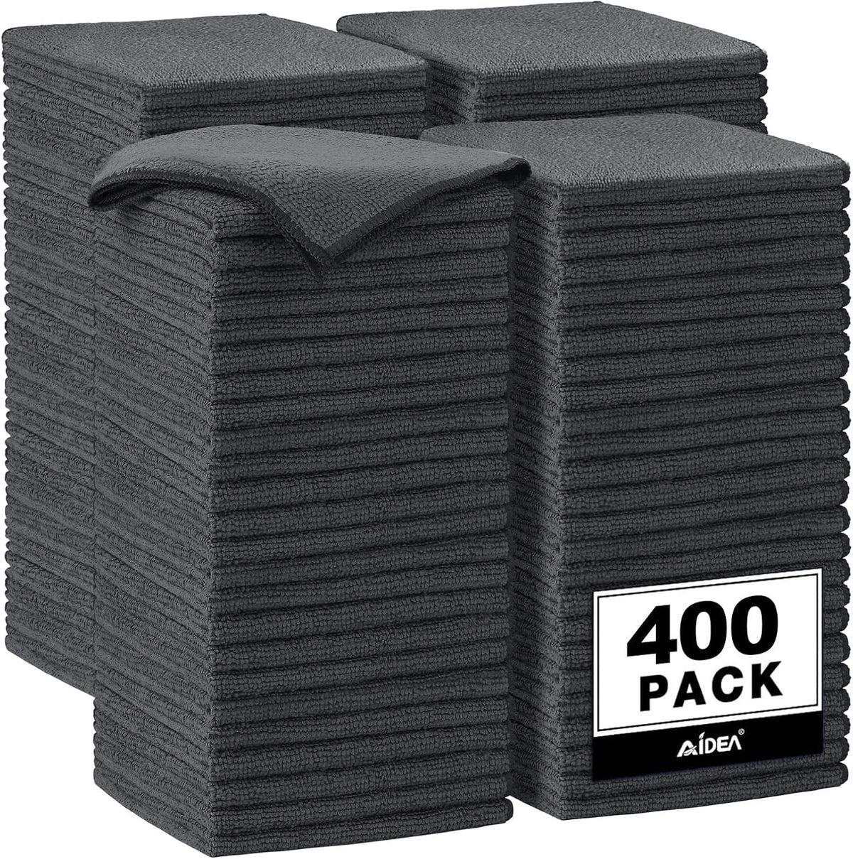 AIDEA Microfiber Cleaning Cloth-12PK, Soft Microfiber Towels for Cars, Absorbent Cleaning Rags, Lint-Free Streak-Free Wash Cloths for House, Kitchen, Window(12in.x12in), Black