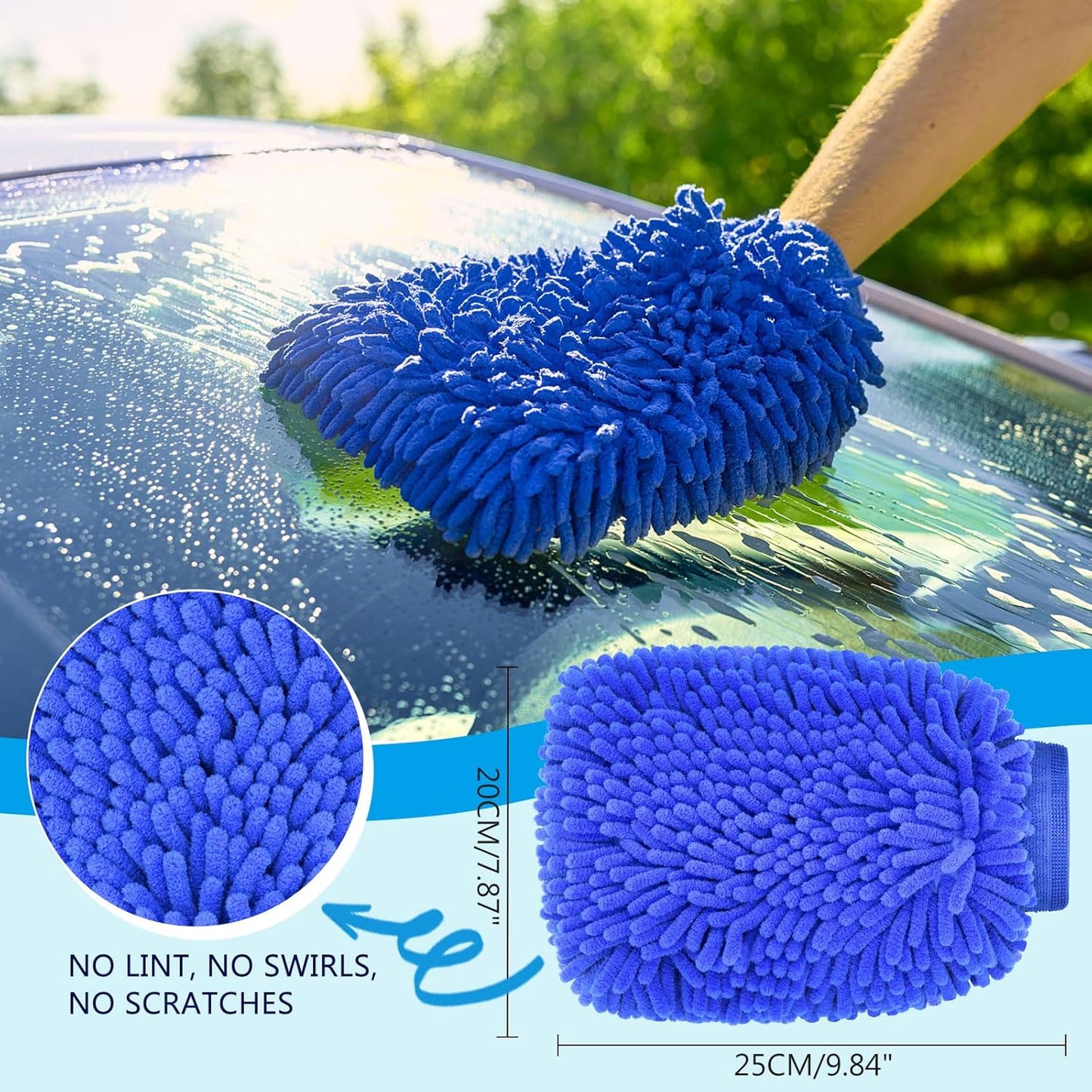 4 Pack Car Wheel Brush Kit - Soft, Scratch-Free Microfiber & Synthetic Wool Cleaning Brushes for Tires, Rims, Fenders, Engine, Exhaust Tips