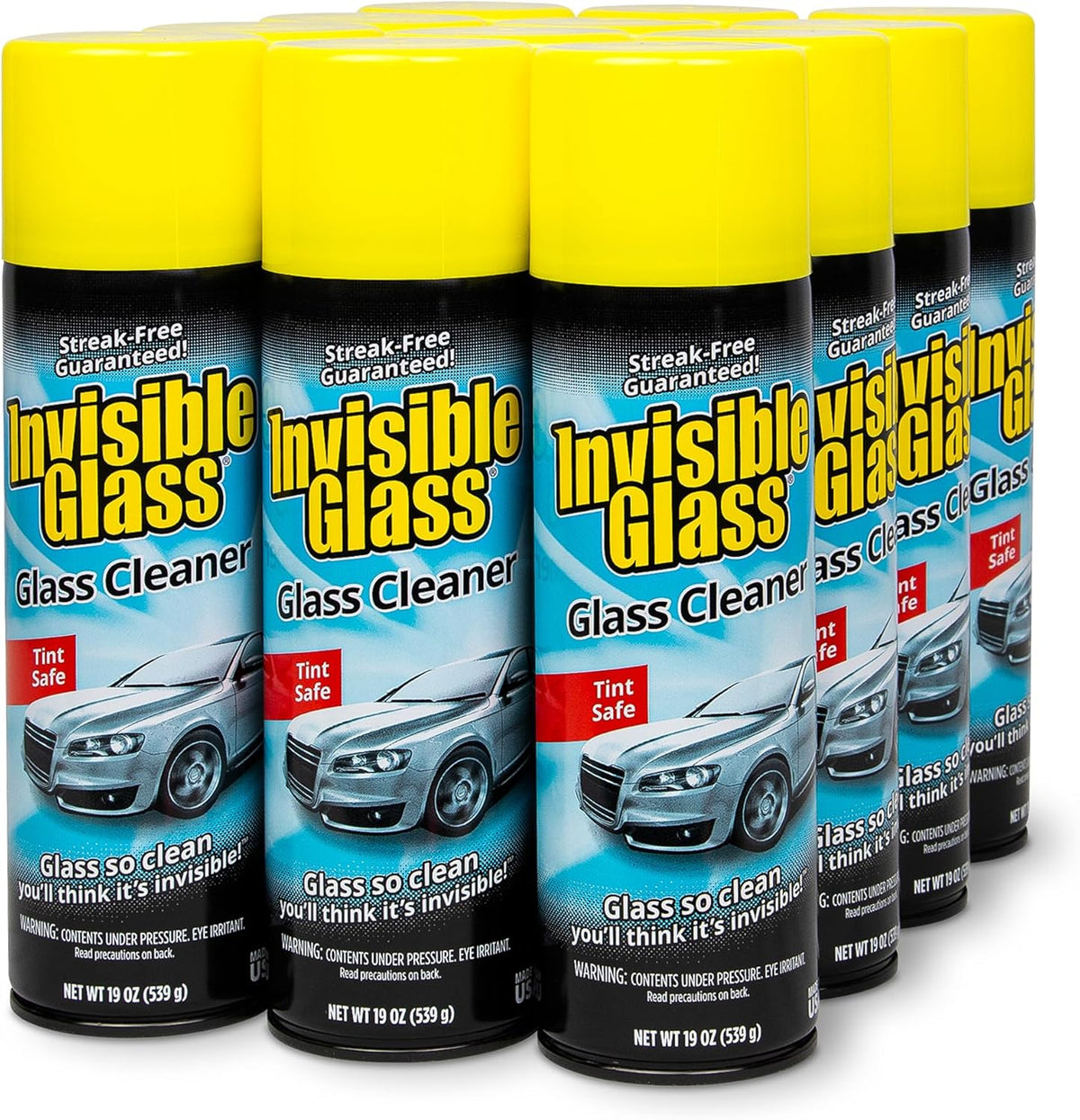 Invisible Glass 91164-6PK Premium Aerosol Glass Cleaner Spray for Car Windshields and Windows, Automotive and Home Window Cleaner, Streak-Free, Ammonia-Free, Tint-Safe – 19 oz (Pack of 6)