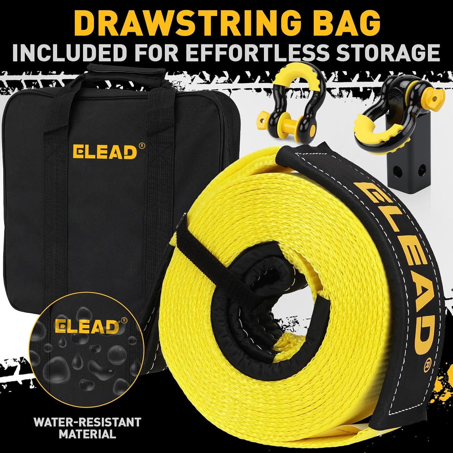 3" x 30Ft Recovery Tow Strap Heavy Duty with Hooks - 36000 LBS Break Strength, 3/4 D Ring Shackles (2pcs), Emergency Recovery Strap Tow Rope for Truck, SUV, ATV Offroad Vehicle
