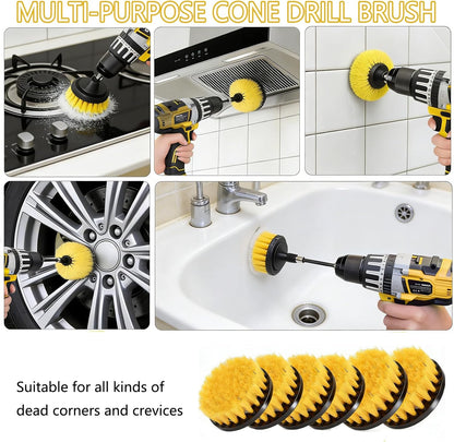 18Pack Drill Brush Power Scrubber Cleaning Brush Extended Long Attachment Set All Purpose Drill Scrub Brushes Kit for Bathroom, Car Detailing, Carpet, Tile Grout, Sinks, Corners