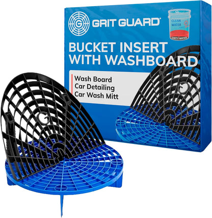 The Original Grit Guard Bucket Insert with Washboard Combo | Removes Dirt from Wash Mitt for Detailing | Car Wash Bucket Insert & Washboard | Black/Red - Made in the USA