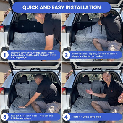 4Knines Split Cargo Liner for SUV – For Dogs & Pets, Heavy-Duty, Waterproof Trunk Mat & Cargo Cover – Fits 60/40 Split Bench & Armrest Pass-Through – Machine Washable, Non-Slip, Durable (Large, Black)