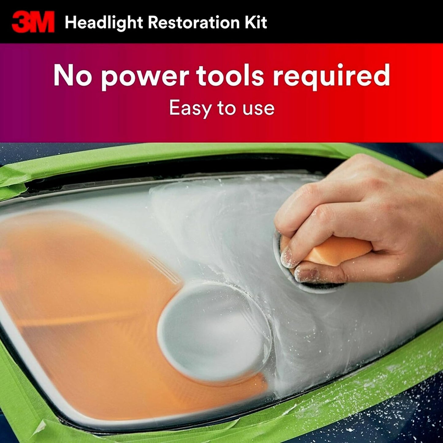 3M Auto Restore and Protect Headlight Restoration Kit, Use On Plastic Lenses, Headlights, Taillight, Fog Lights and More, Includes Sanding Discs, Headlight Clear Coat Wipes, Foam Pad and Glove (39194)