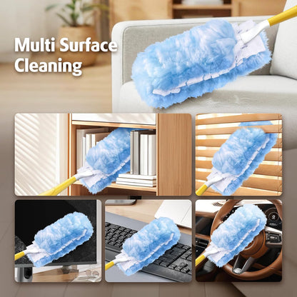 Duster Refill for Swiffer Duster, 30 Count Heavy Duty 2 Side 360° Duster Refills with 1 Handle, 4X Microfibers, Disposable Multi Surface Dusters for Cleaning