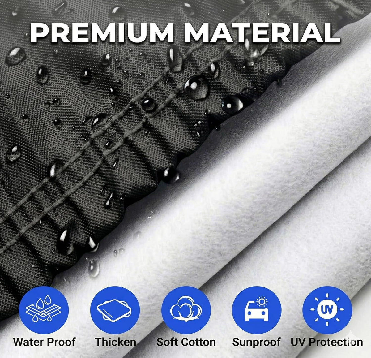 6 Layer Heavy Duty Car Cover Waterproof All Weather Protection with Cotton Liner, Full Exterior Outdoor Cover for Sun Rain Snow UV Protection, Fits Sedan 186-193 inchs