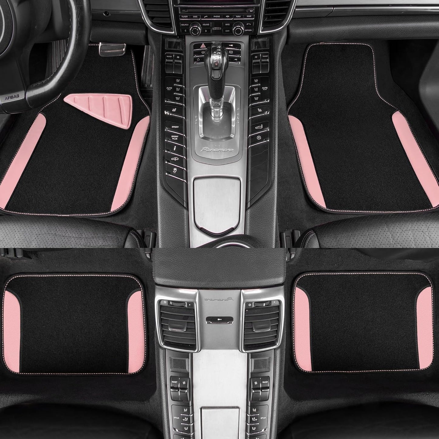 CAR PASS Waterproof Universal Car Floor Mats, Leopard Print Car Mats Fit for SUV,Vans,sedans, Trucks,Set of 4pcs Car Carpet with Driver Heel Pad and Nibs Backing, Leopard Car Accessories Gray Leopard