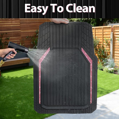CAR PASS Heavy Duty Rubber Floor Mats for Car, Waterproof Liner Deep Dish Car Mats Full Sets, Universal Trim to Fit for SUV Truck Sedans Vans, All Weather Automotive Floor Mats 3pcs, Solid Black