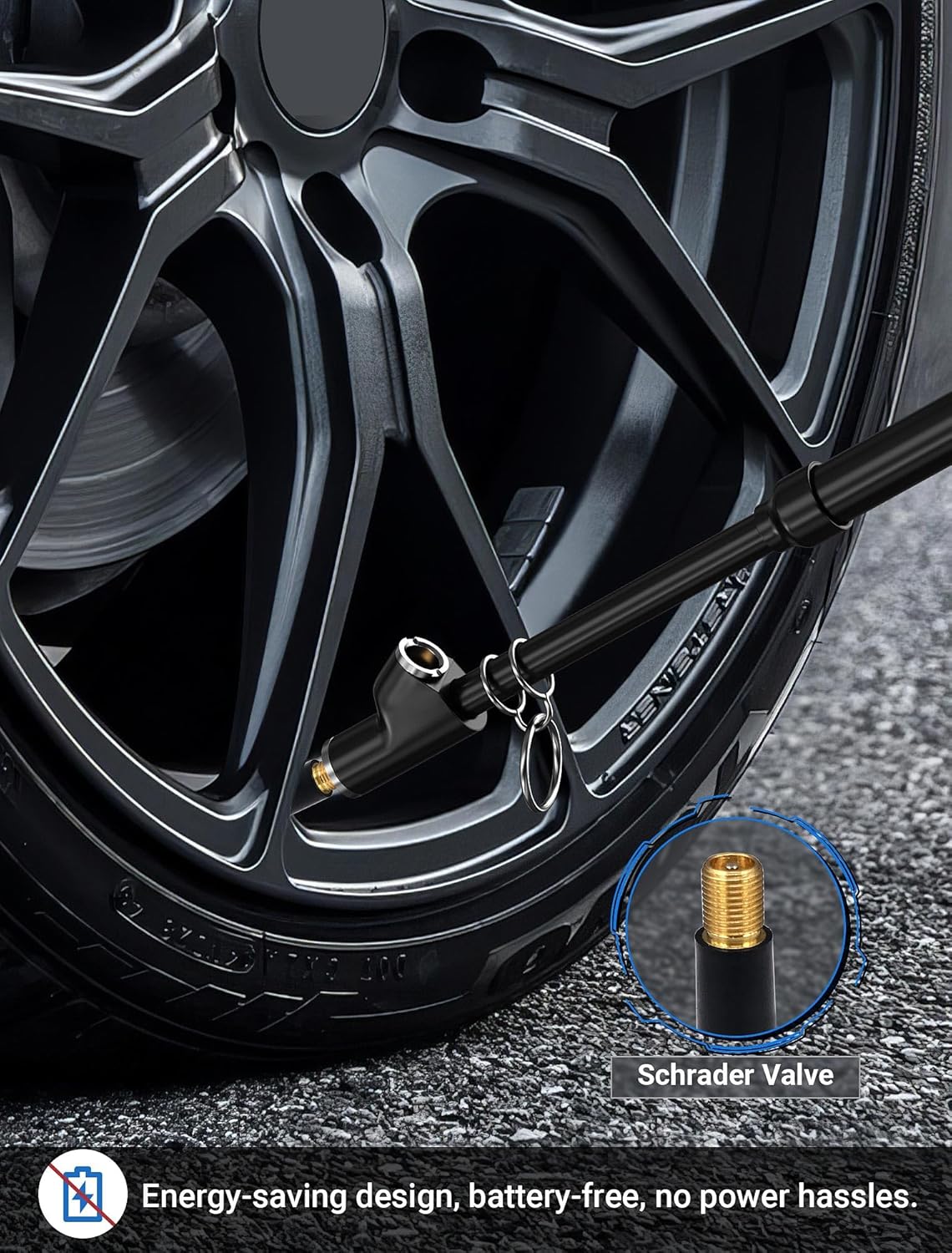 LUMITECO 2-Pack Dual Head Tire Pressure Gauge, Heavy Duty Truck Air Pressure Gauge Range 10-150 PSI, 1-10 Bar w/Valve Cores & Valve Caps, Tire Gauges for Tire Pressure for Semi Truck, RV, Car (Black)