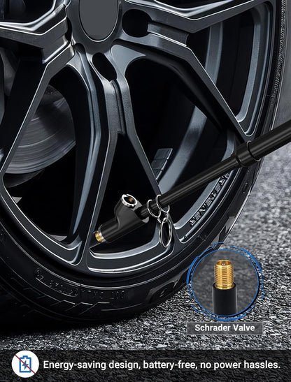 LUMITECO 2-Pack Dual Head Tire Pressure Gauge, Heavy Duty Truck Air Pressure Gauge Range 10-150 PSI, 1-10 Bar w/Valve Cores & Valve Caps, Tire Gauges for Tire Pressure for Semi Truck, RV, Car (Black)